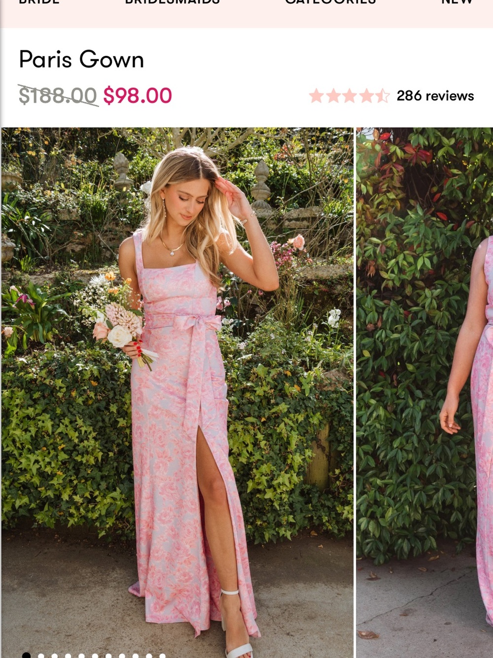 Show Me Your MuMu Pink Floral Maxi Dress with Side Slit